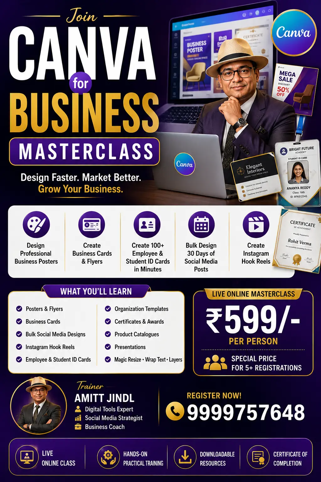 Canva for Business masterclass poster