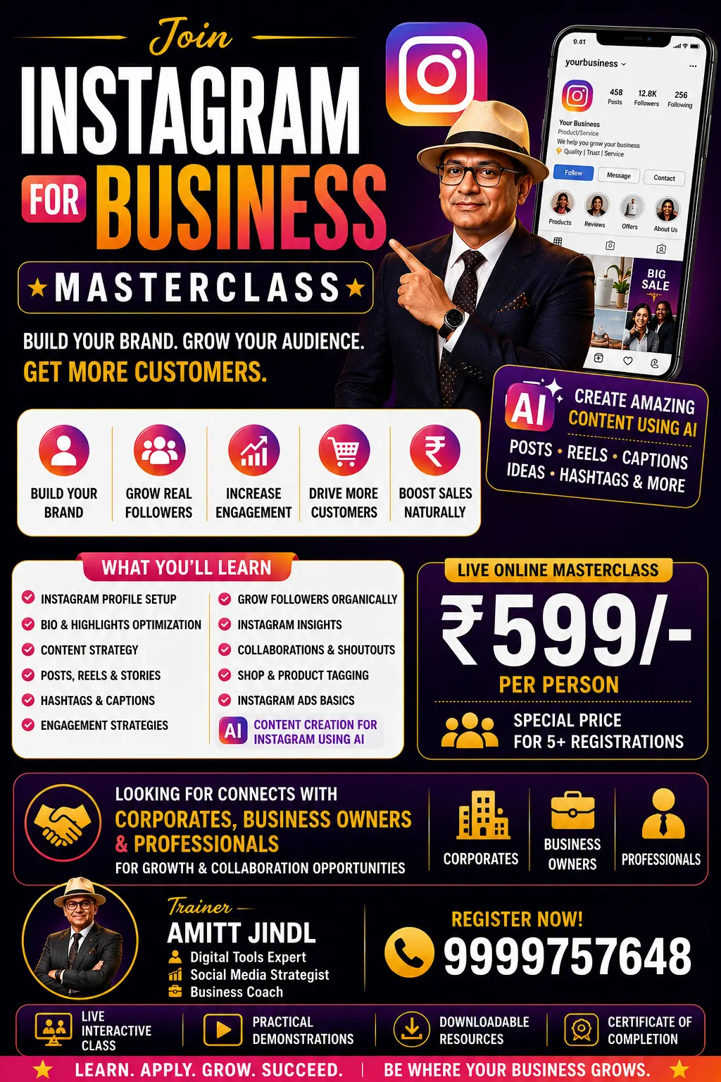 Instagram Business masterclass poster