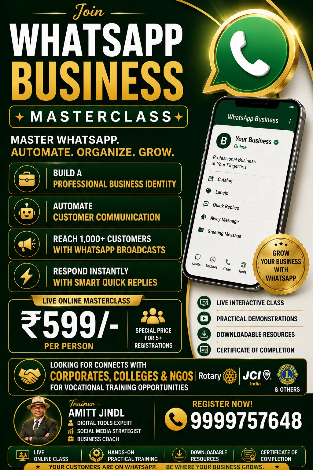 WhatsApp Business masterclass poster